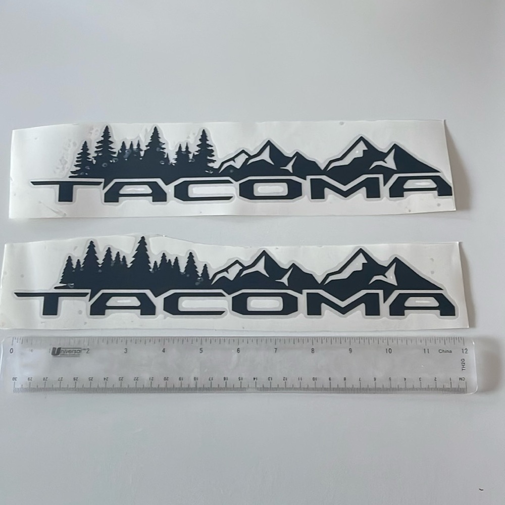 Set of 2 Tacoma Tree Mountain Decal Black